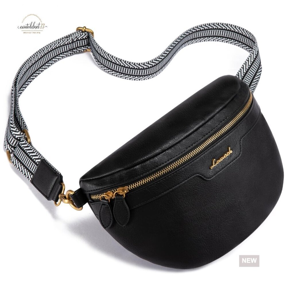 Waterproof Vegan Leather Fanny Pack Crossbody Bag Adjustable Strap 4 Pockets